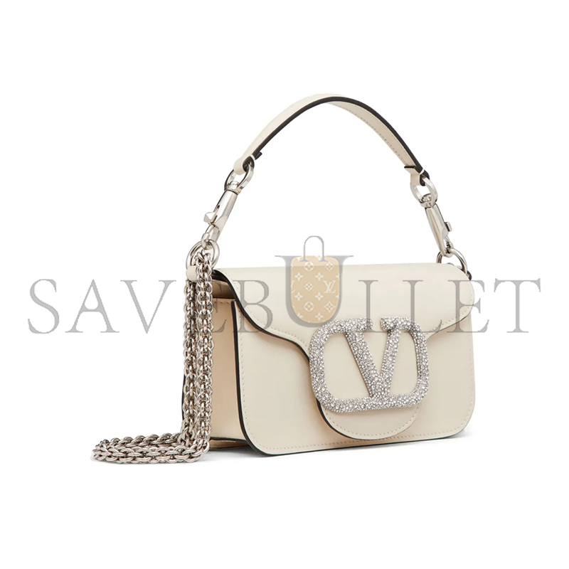 VALENTINO LOCÒ SMALL SHOULDER BAG IN LIGHT IVORY WHITE 1W2B0K53KNT (19*10.5*5cm)